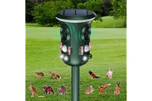 BULAGE Katzenschreck Ultraschall Solar Tiervertreiber, Marderschreck mit Sensor-Blitzleuchte Katzenabwehr Marderabwehr Garten Wasserdicht 4 Modus Waschbär Abwehr für Katzen Hunde Marder Mäuse Vögel