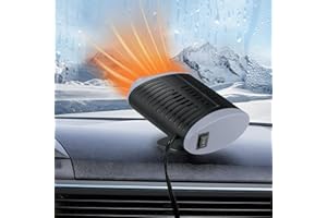 EliphonTowne Chauffage de voiture 12 V – Chauffage portable 2 en 1 pour camping-car, réglage libre à 360 degrés qui se branche sur l'allume-cigare