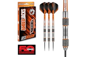 ‎RED DRAGON Amberjack 5: 24g Zestaw 3 profesjonalnych wolframowych rzutek z lotkami i trzonkami.