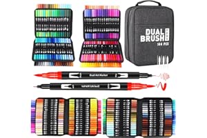 GPLMQ Brush Pen Lettering, 144 Colori Pennarelli a Doppia Punta per Bambini Adulti Libri da Colorare, Mandala, Bullet Journal,Che Dipingono Diario Libro