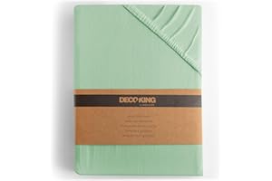 DecoKing Lenzuolo con Angoli Matrimoniale Elasticizzati 200x200-200x220 cm 100% Jersey in Cotone Pettinato Morbido 200x200cm - 200x220cm Menta Amber