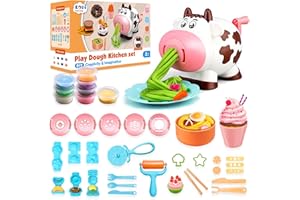 Kopi Corgi Pate A Modeler Enfant 2 3 4ans,39 Pièces Cuisine Enfant Outils de Pâte À Modeler Set avec Machine à Pâtes,8Pots de Pate A Modeler,Créatif Accessoire Pate a modele,Cadeau de Jouet Enfant