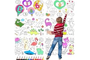 SUITEDGET 3 Piezas Rollo Papel Pintar Niños Diy Pintura Colorido Papel De Relleno 30 x 300 Cm Pegajoso Papel De Dibujo Artístico Pegablecon 12 Lápices De Colores Para Niños y Niñas
