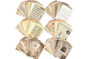 BOOMTECK 180 Blätter Vintage Scrapbooking Papier Deko 17x12 cm Scrapbooking Zubehör Retro Tagebuch Papier Bastelpapier Dekorative für Journal Planer Notizbuch Weihnachtsdeko DIY Fotoalbum Kalender Karten
