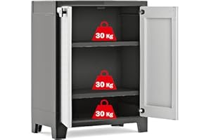 Kis Titan Water Resistant Low Plastic Cupboard - Garden Storage Box Outdoor Locker