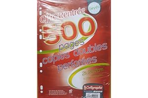 Clairefontaine 9253C - Packung mit 250 Blatt Kanzleibögen Calligraphe DIN A4 21x29,7 cm, französische Lineatur, 90g, gelocht, ideal für Ordner 32x26 cm, Weiß, 1 Pack