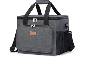 Lifewit 24L Kühltasche klein unterwegs, Isolierte Cooler Bag Lunchtasche faltbar für Herren und Damen, wasserdichte Thermotasche Umhänge für Essen, Bier, Medikamente, Arbeit, Strand, Reise, Dunkelgrau