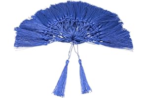 VAPKER Blue Tassels - 100pcs 13cm/5-Inch Silky Handmade Bookmark Tassels with 2-Inch Cord Loop for Jewelry Making, DIY Projects
