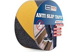 ADHES TAPE PURSUIT OF PERFECTION ADHES Nastro Antiscivolo Elevato Grip, Nastro Di Sicurezza Antiscivolo, Autoadesivo Nastro Da Segnalazione Giallo E Nero Per Interno Ed Esterno Gradini, Nastro Di Avvertenza Di Pericolo, 50mm X 6m
