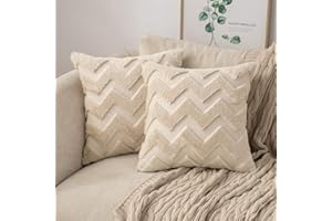 MIULEE 2 Piezas Funda Cojines Funda de Almohada Diseño Boho Lana de Imitación Cojin Moderno Decoración Cremallera Oculta para Silla Oficina Cama Habitacion Dormitorio Salón 40x40 cm Beige