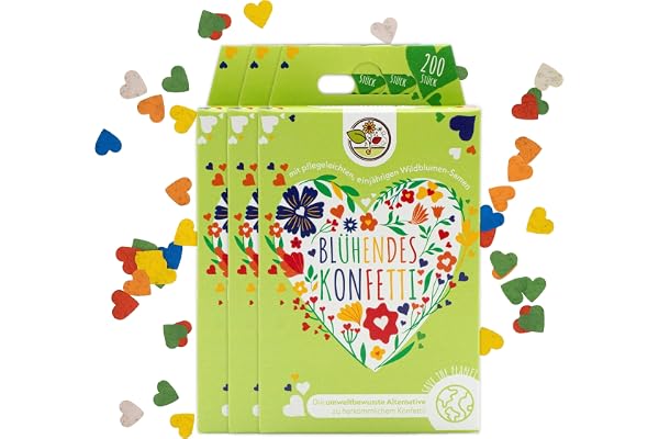 Confettis de graines fleuries pour fleurs sauvages multicolores - Confettis de fleurs colorés en papier à graines 100% biodégradable (env. 600 pièces)