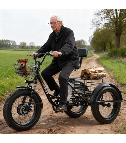 Tricycle Adulte En Acier – 20 Pouces – Bleu Gomier – 5 Vitesses – Avec Panier Arrière – Marque Motodak