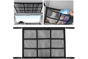 BGTLJKD Rete Portaoggetti da Soffitto Per Auto, 80x52cm Rete di Carico per Soffitto Dell'auto, Universale Tetto Interno Borsa Rete con Cerniera, per SUV, Jeep, Furgone