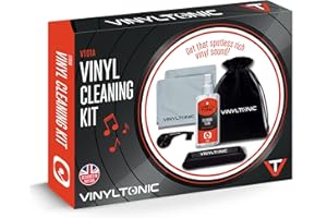 Vinyl Tonic Vinyl Record Cleaning Kit – Includes Cleaning Fluid, Velvet Brush, Microfiber Cloth, Stylus Brush & Storage Bag