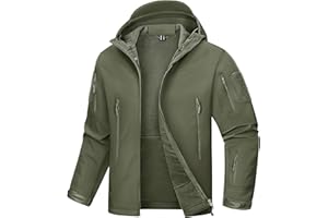 TACVASEN Military Waterproof Men's Softshell Jacket Fleece Lining Camouflage Outdoor Coat