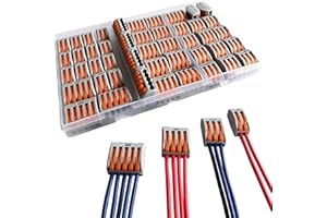 CESFONJER Connettori compatti per conduttori, Premium PCT-212/213/214/215 Kit assortimento di dadi, morsettiera Connettore cavi per cavi (2 porte 14Pcs 3 porte 14Pcs 4 porte 10pcs 5 porte 8Pcs)