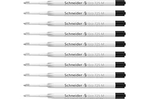 Schneider 172511 Eco 725 wkład do długopisu (wyróżniony niebieskim aniołem, grubość kreski: M) czarny, 10 sztuk