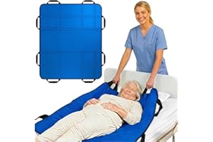 NurtureCare Uppgraderad 3-lagers komfort positionering sängdyna med handtag 122 cm x 102 cm tvättbar vattentät överföringsbräda för vändning av besvär vård överföringsark (sjöblå)