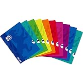 Oxford, A4 Notebook, Plastic Cover, 48 Sheets, 4x4 Grid | Plastic Cover, Pack 10 Notebooks, Random Colours