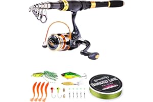 Sougayilang Canne à pêche télescopique et moulinets portables pour pêche en eau douce et eau de mer, idéal pour les déplacements