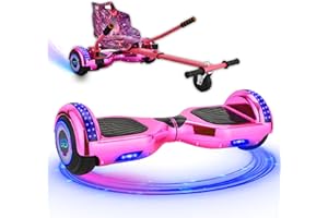 Gift Gadgets G1 Chrome Pink Hoverboard & Hoverkart Bundle | Self-Balancing 6.5" Scooter With LED Lights & Bluetooth | Go Kart for Kids, Teens, and Adults