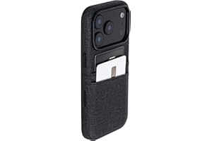 Dockem Étui Porte-Cartes pour iPhone 17 Pro avec Plaque de Montage Magnétique, Bouton de Contrôle Caméra, Portefeuille avec 2 Emplacements : M2 Luxe Similicuir Style Toile (Noir Charbon)