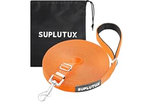 SuplutuX Regolabile Guinzaglio da addestramento per Cani 15M in Nylon con Impugnatura Imbottita Fibbia Zinco Lega per Tutti i Cani Addestramento Del Cane, Giocare, Sicurezza, Campeggio(Arancione)