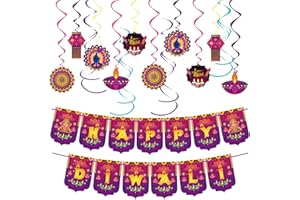 POPMANKO Diwali Decorations, Happy Diwali Banner Decorations for Home, Festival of Lights Party House Decor Items, Deepavali Hanging Swirls Garland Indian Pooja Puja Wedding Decorations