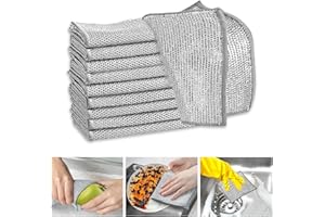 SkyJoy®geschirrspüllappen aus draht。10 Stück Tücher, Edelstahltücher-Set, Mehrzwecktücher, Wiederverwendbare, nasse und trockene, Kratzfeste Reinigungstücher. Drahtgeschirrtücher für Pfannen