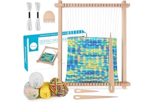 Homewit Webrahmen für Kinder, Webrahmen für Kinder ab 4 Hochwertiger Weben Groß 24 x 28cm und Aktualisierte Fassung Holz Webrahmen Set inkl. vier Bunt Farbverlauf Wolle