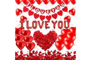 DUGEHO Valentine's Day Balloon Decorations,Heart Balloons Love Heart Foil Balloon Decoration Love-Bear for Engagement,Anniversary,Wedding Party,Proposal