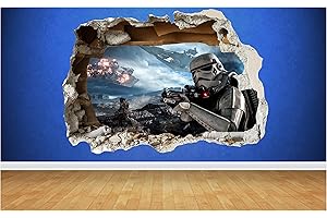 Thorpe Signs Storm Trooper Smashed Wall 3D Star Wars Style Sticker Boys Bedroom Wall Art