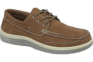 CHARLES SOUTHWELL Men's Wide Fit Faux Leather Touch & Close Slip On Or Lace Up Casual Lightweight Comfort Boat Deck Shoes