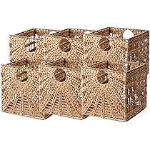 Box And Beyond - Lot De 4 Paniers De Rangement - 31 X 31 X 31 Cm - Jacinthe D'eau Naturelle - Pliables - Avec Poignées - Rangement, Déco - Chambre, Salon