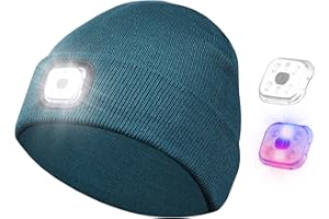 Stycizom Gorro con Luz LED,4 LED Impermeable Luz Invierno Cálido Faros,LED Luminoso Sombrero para hombres y mujeres sombrero de linterna mejorado