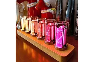 TWSOUL Nixie Orologio tubolare a LED digitale, con calendario, doppio materiale LED, presa USB di tipo C, ideale per amanti, fidanzati, Natale, compleanno