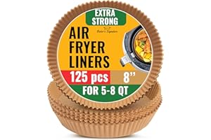 Round Air Fryer Liners Disposable 125Pcs – 8 Inch Air Fryer Paper Liner Parchment for Ninja, Tefal and More – Unbleached, for Baking, Roasting or Cooking, Easy Cleanup by Baker's Signature (20 cm)