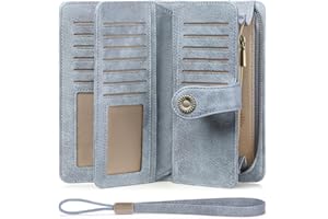 SENDEFN Portafoglio Donna in vera pelle,grande capacità Portamonete con Bloccaggio RFID, Portafoglio Donna porta Cerniera con 24 Titolari di Carta…