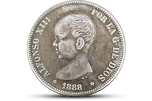BoodLo 18 Juego Completo De Monedas De Plata Españolas De 5 Pesos 1869-1899 Retrato Grabado Monedas Extranjeras Antiguas, 1888
