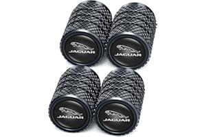 ANDYLV for Jaguar Alloy Tyre Valve Caps, 4PCS Car Tyre Caps Compatible with Jaguar XE XEL XF XFL XJ F-PACE F-Type, Leak-Proof Dust Caps for Car Tyres, Black