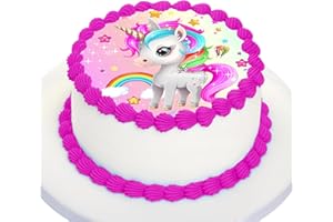 Kardasis Unicorno Cialda per Torte in Pasta di Zucchero | Ostia Decorativa Commestibile per Torta | Divertenti Decorazioni per Torte di Compleanno a Tema | 20 cm Pasta di Zucchero Rotonda
