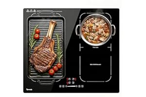 Topwish Induktionskochfeld 60cm, Induktionskochfeld 4 platte mit Zwei Flexzonen, Induktionskochplatte einbau mit Boost-Funktion, Timer, Kindersicherung, Überhitzungsschutz und Warmhalten,7200W