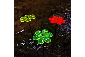 SUN CATCHER GARDEN DECOR SunCatcher Giardino Decor Ornamenti Margherita, Set di 3 Pali Incandescenti, 50cm Altezza Accessorio Cortile Esterno, Regalo per Giardiniere, Colour:Red/Yellow/Green (3) TR
