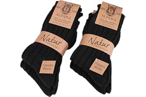 BRUBAKER 4 Pary Skarpet z Alpaki Wykonane w 100% z Wełny Alpaki - Zestaw Zimowy dla Kobiet i Mężczyzn