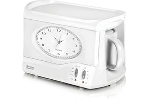 Swan STM201N Vintage Teasmade with a Traditional Dial Clock, Rapid Boil and Alarm, 600ml, 850W, White