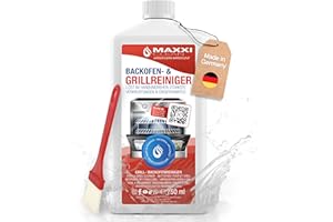 ‎MAXXI CLEAN MAXXI CLEAN | Backofen & Grillreiniger - das Original | 1x 750 ml + 1x Pinsel | extra stark & selbstarbeitender Fettlöser | löst Verkrustungen auf Herdplatte, Ofen & Grill