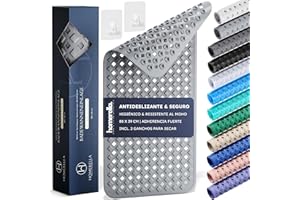 Homerella Alfombra de baño Antideslizante y Delicada con la Piel, 88x39cm, Incl. Ganchos | Esterilla de Tina sin BPA | Estera Resistente al Moho y Lavable a máquina | Alfombrilla de baño