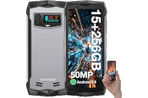 DOOGEE S Mini wytrzymały telefon komórkowy Android 13, Helio G99 15 GB + 256 GB rozszerzalny 2TB, 4,5" QHD+ aparat Dual IA 50 MP, mały przenośny 3000 mAh, NFC/4G Dual SIM/Face ID (srebrny)