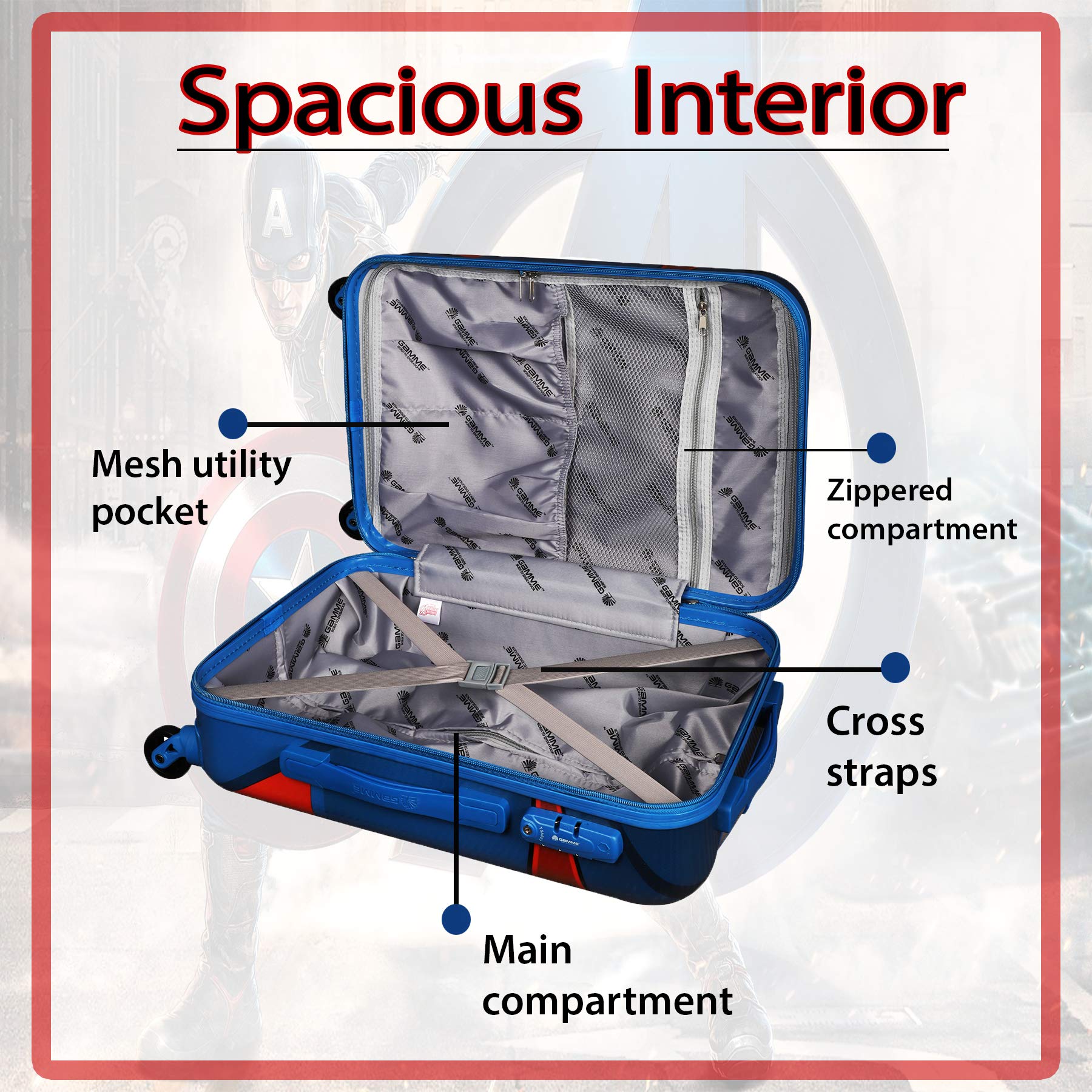 GAMME Marvel Avengers Polycarbonate 55 cms Multi Colour Hardsided Cabin Luggage (GM18RGT042) - Image 7