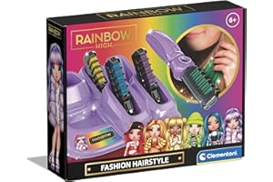Clementoni Multicolores-Rainbow High-Peigne Coloration, Craie, Décoration Fille, Accessoires pour Cheveux, Loisir Créatif Enfant 6 Ans, 18709, Taille Unique